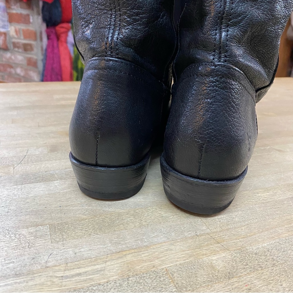 FRYE Rider Pyramid Boots Black Leather Sz 6.5 - Picture 4 of 10